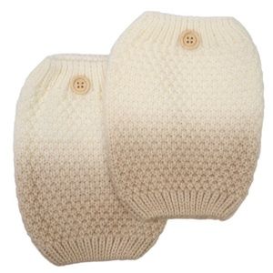 Beige & Ivory Ombre Knit Button Boot Cuffs